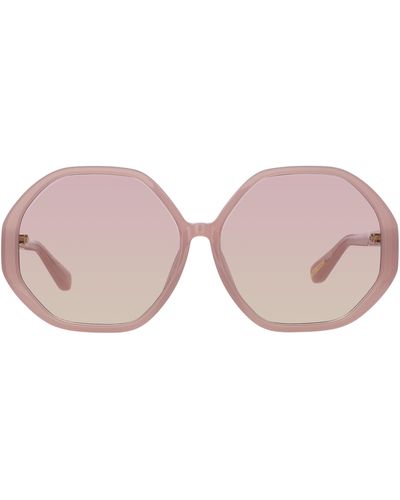 Linda Farrow Paloma Hexagon Sunglasses - Pink