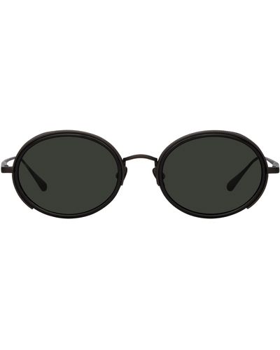 Linda Farrow Finn Oval Sunglasses - Black