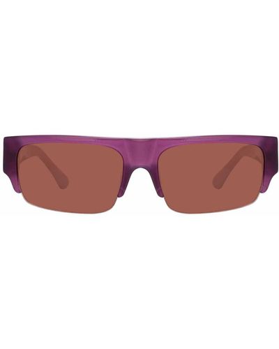 Linda Farrow Dries Van Noten 190 C4 Rectangular Sunglasses - Purple