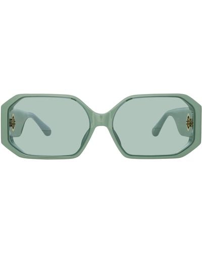 Linda Farrow Bailey Angular Sunglasses - Green