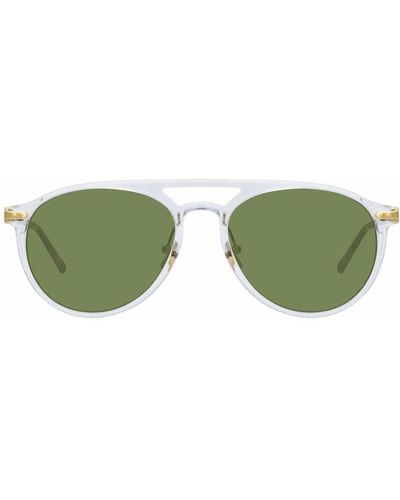 Linda Farrow Linear Ando C9 Aviator Sunglasses - Green