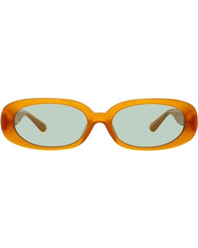 Linda Farrow Cara Oval Sunglasses - Yellow