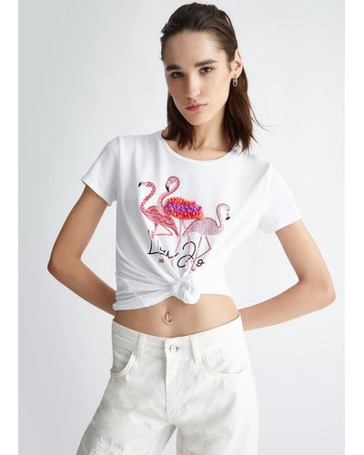 Liu Jo Liu Jo T-shirt Avec Imprimé Et Strass - Blanc