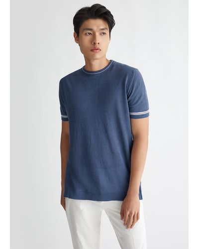 Liu Jo Liu Jo T-shirt In Lino E Cotone - Blu