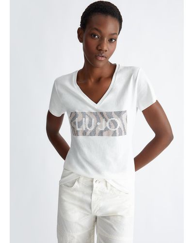 Liu Jo Liu Jo T-shirt Con Logo E Strass - Bianco