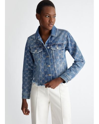 Liu Jo Liu Jo Veste En Toile Denim Avec Logo Et Strass - Bleu