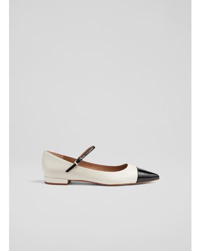 LK Bennett Monty And Black Leather Mary Jane Court Shoes - Natural