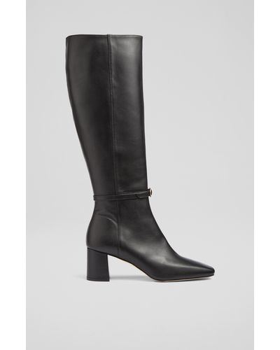 LK Bennett Sylvia Leather Buckle-detail Knee-high Boots - Black