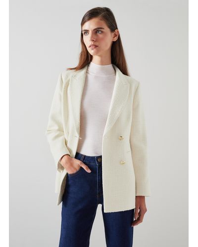 LK Bennett Mariner Italian Recycled Cotton-blend Tweed Jacket - White