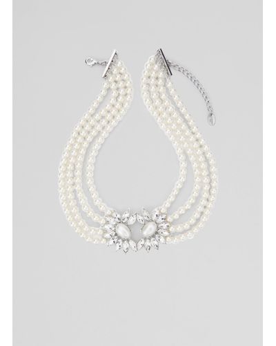 LK Bennett Dia Crystal And Four-strand Necklace - White