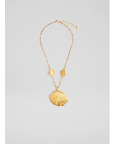 LK Bennett Coral Gold-tone Shell Necklace - White