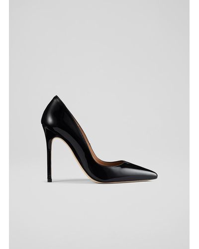 LK Bennett Monroe Patent Leather Pointed Toe Courts - Black