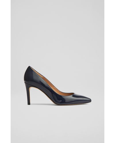 LK Bennett Floret Patent Leather Pointed Toe Courts - Blue
