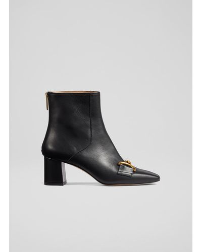LK Bennett Nadina Leather Snaffle-detail Ankle Boots - Black