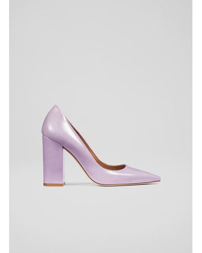 LK Bennett June Lilac Patent Leather Blunt Toe Courts - Pink