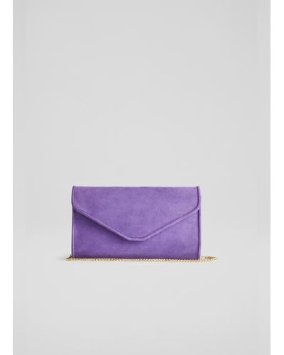 LK Bennett Dominica Suede Clutch Bag - Purple