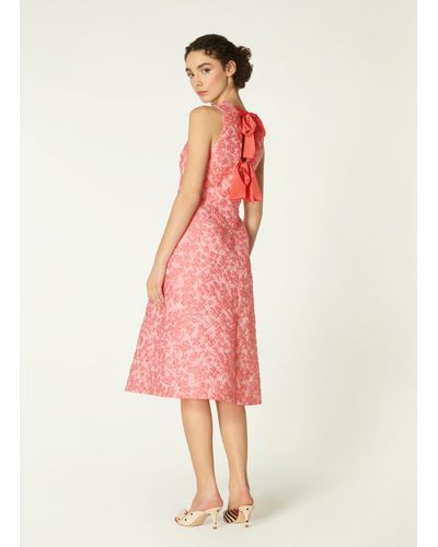 LK Bennett Annabel Floral Jacquard Bow Back Dress - Pink