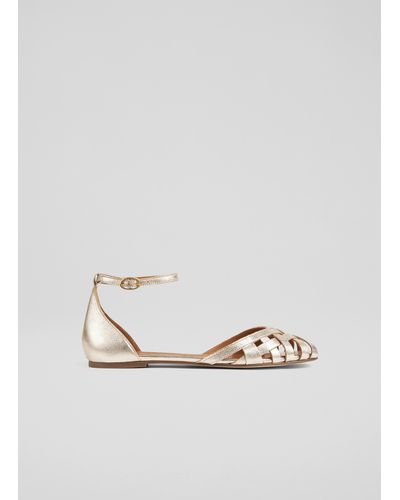 LK Bennett Bianca Leather Cage-front Flat Sandals - White