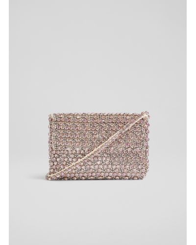 LK Bennett Rose Pink Crystal Shoulder Bag - Multicolour