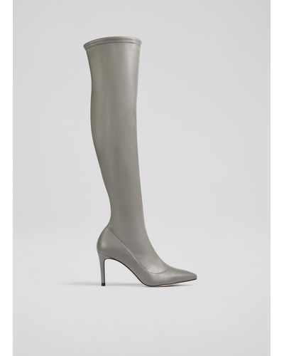 LK Bennett Blake Grey Stretch Over-the-knee Boots - White