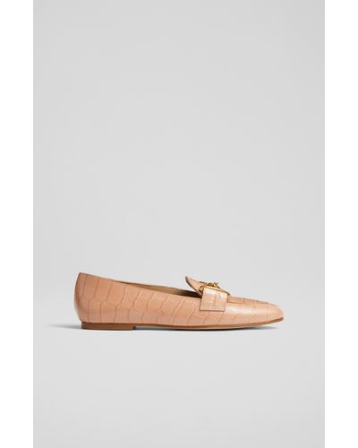 LK Bennett Daphne Pink Croc-effect Leather Loafers - Multicolour