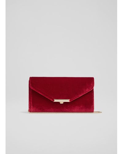 LK Bennett Lucy Red Velvet Clutch Bag