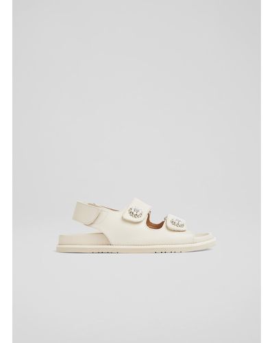 LK Bennett Remi Cream Leather Footbed Flat Sandals - White