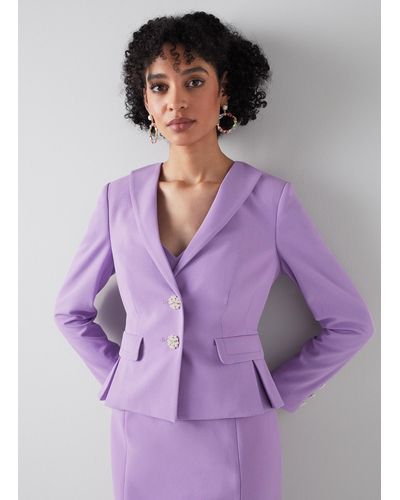 LK Bennett Adele Lilac Recycled Crepe Jacket - Purple