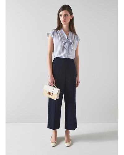 LK Bennett Maisie Navy Recycled Crepe Trousers - Multicolour