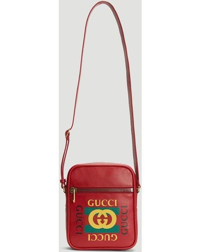 Gucci Print Messenger Bag - Red