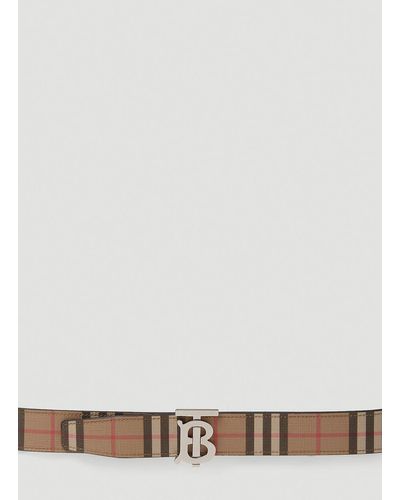 Burberry Tb Monogram Check Belt - White