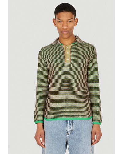 Eckhaus Latta Pixel Jacquard Grid Polo Shirt - Green