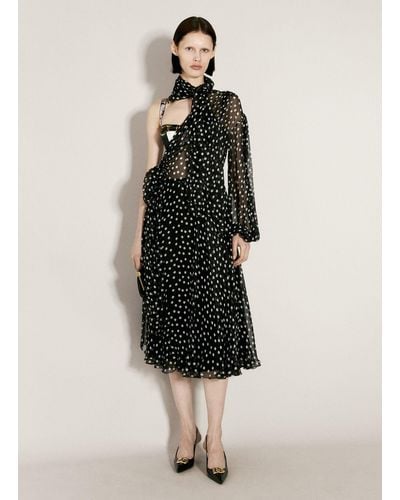 Dolce & Gabbana Polka-dot One-shoulder Chiffon Dress - Black