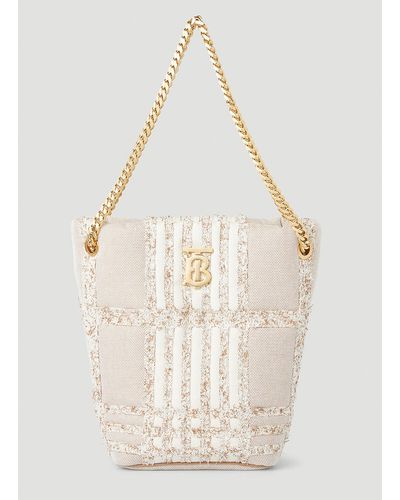 Burberry Lola Needle Punch Small Bucket Shoulder Bag - White