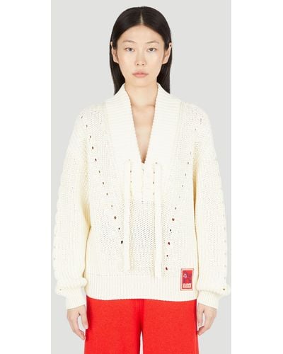 Gucci Lace-up Knit Jumper - White