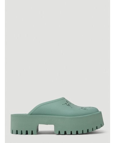 Gucci Perforated G Clogs - Green