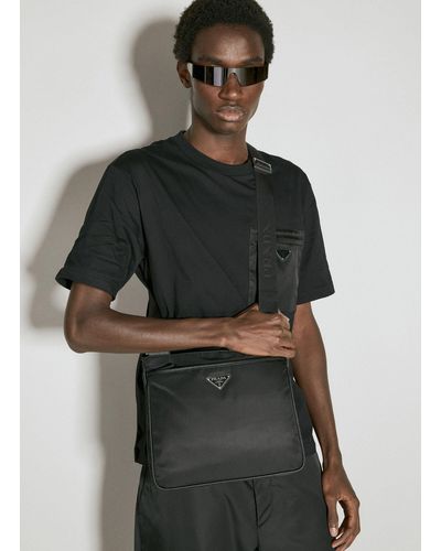 Prada Re-nylon And Saffiano Leather Crossbody Bag - Grey