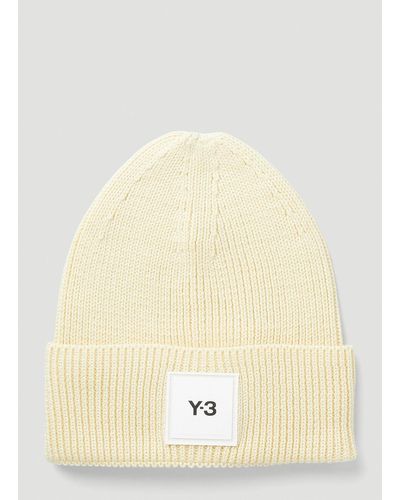 Y-3 Logo Patch Beanie Hat - Natural