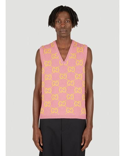 Gucci GG Jacquard Sleeveless Sweater - Pink
