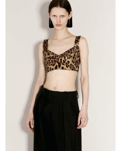 Dolce & Gabbana Leopard Print Bustier Top - Natural