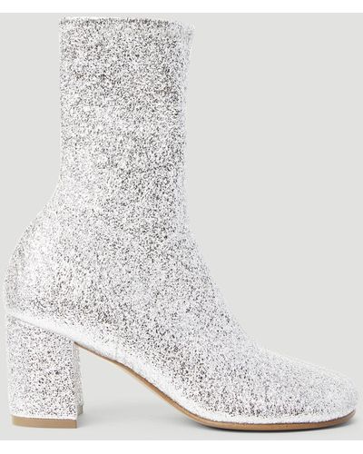 Dries Van Noten Glitter Block Heel Boots - White