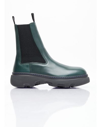 Burberry Leather Creeper Chelsea Boots - Blue