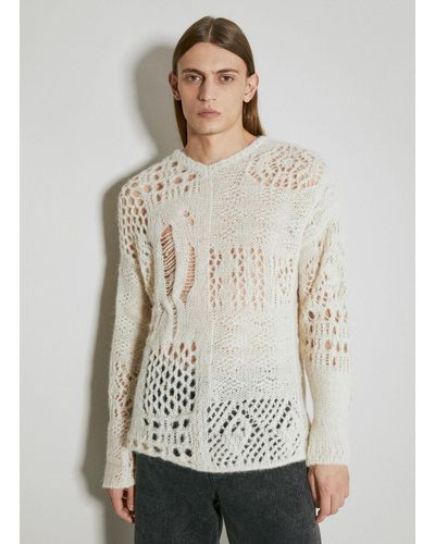 Our Legacy V Neck Crochet Sweater - Gray