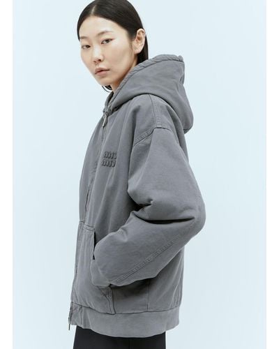 Miu Miu Garment-dyed Gabardine Blouson Jacket - Gray