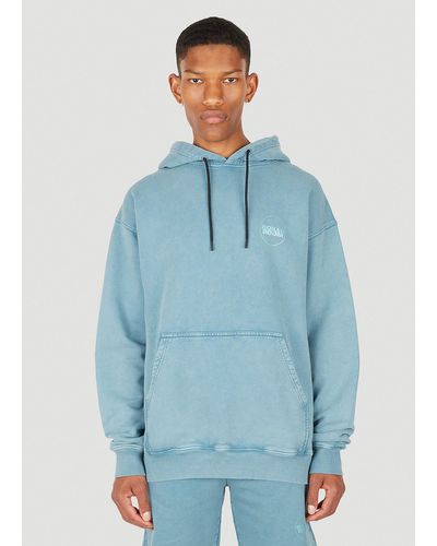 BOILER ROOM Acid Wash Hooded Sweatshirt - Blue