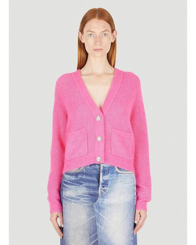 Ganni Soft Wool Knit Cardigan - Pink