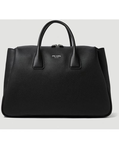 Prada Saffiano Leather Duffle Bag - Black - Holdalls