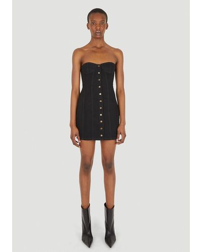 Saint Laurent Strapless Denim Mini Dress - Black