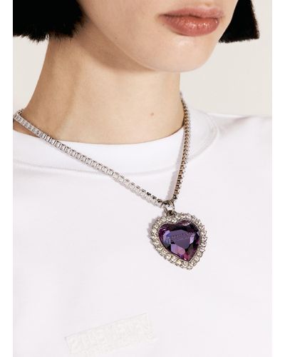 Vetements Crystal Heart Necklace - Purple