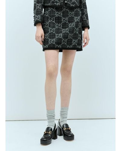 Gucci Gg Tweed Mini Skirt - Black
